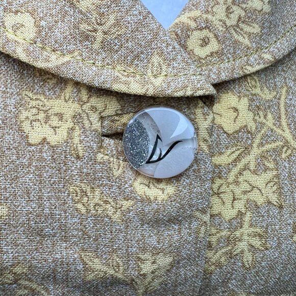 Vintage 90's Shirt Sleeve Button Down Shirt Cottagecore Yellow Floral Large - Picture 7 of 8